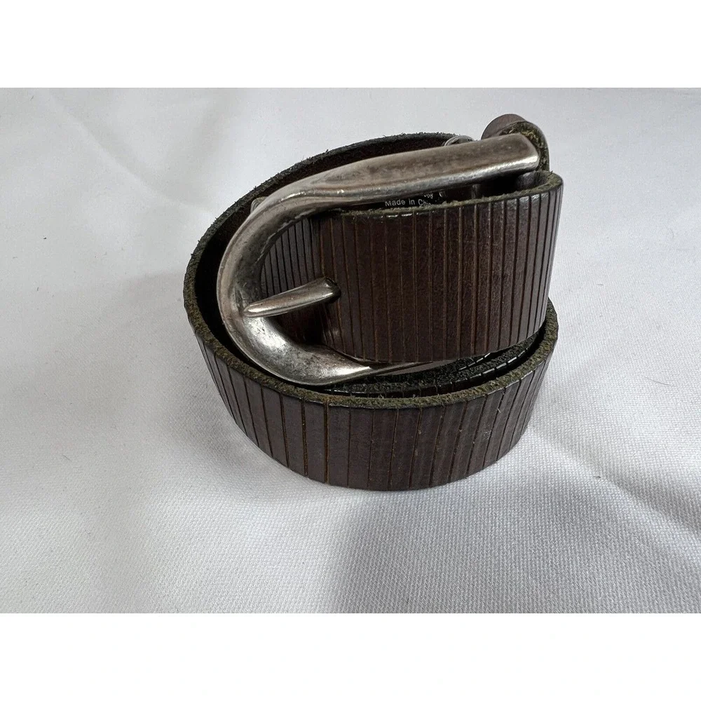 Liebskind Leather Belt Mens 33 Brown Silver Buckle‎ Classic Heritage Dress